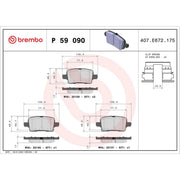 Brembo 4 x Rear Brake Pad Set P59090