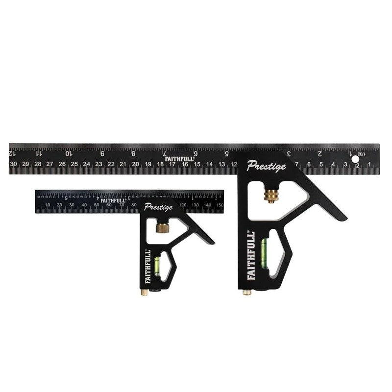 Faithfull Prestige Combination Square Twin Pack 150mm (6in) & 300mm (12in)