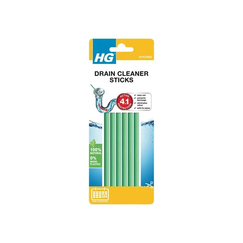 H G Drain Cleaning Sticks 6 Pack - Prevent Blocked Sinks