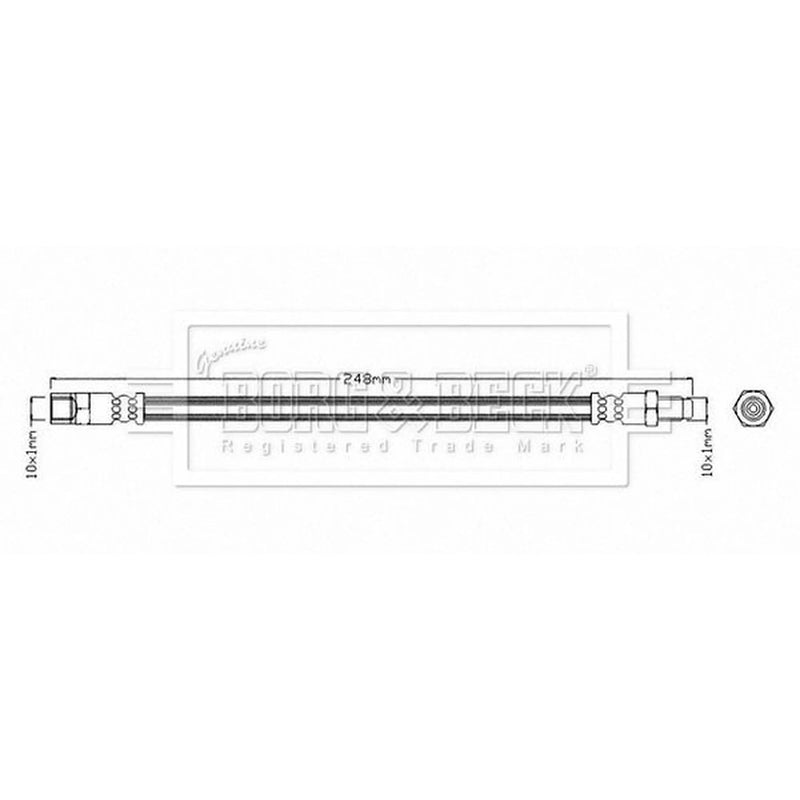 Borg & Beck Brake Hydraulic Hose Line Rear Left BBH8696