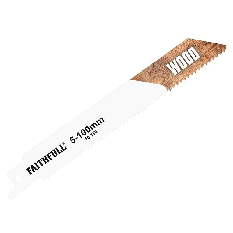Faithfull S811H Sabre Saw Blade Wood 150mm 10 TPI (Pack 5) - FAISBS811H