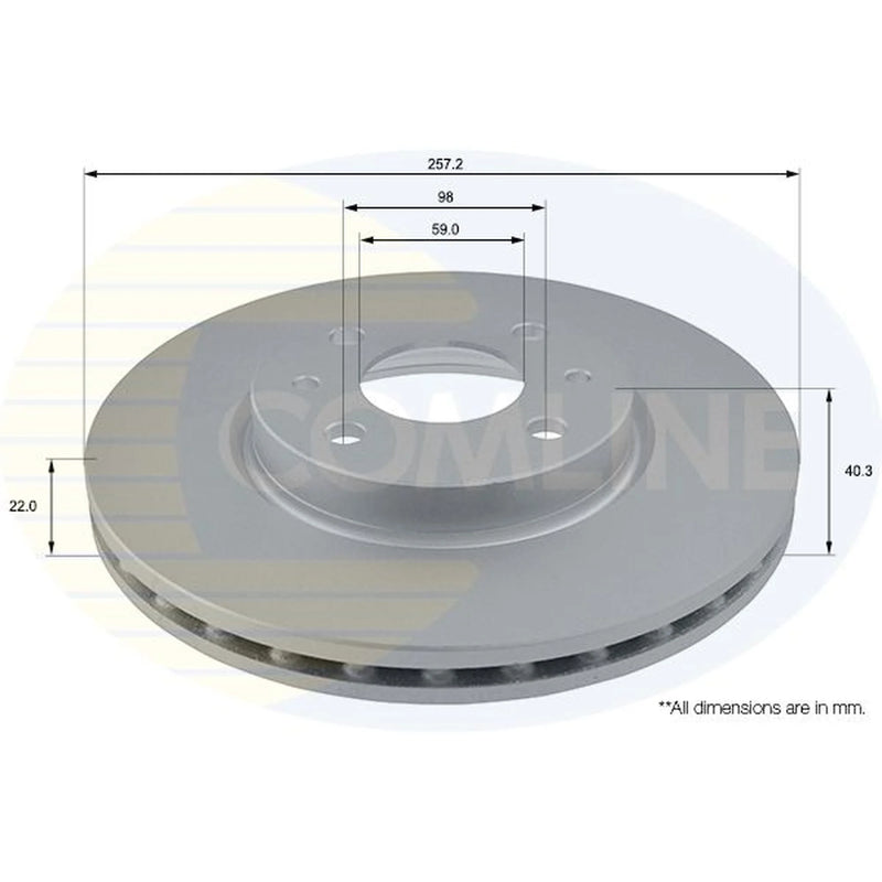 Comline 2 x Internally Vented Front Brake Discs ADC1808V
