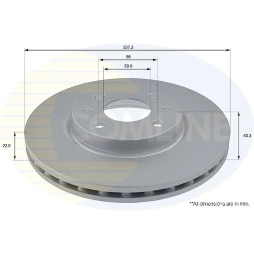 Comline 2 x Internally Vented Front Brake Discs ADC1808V
