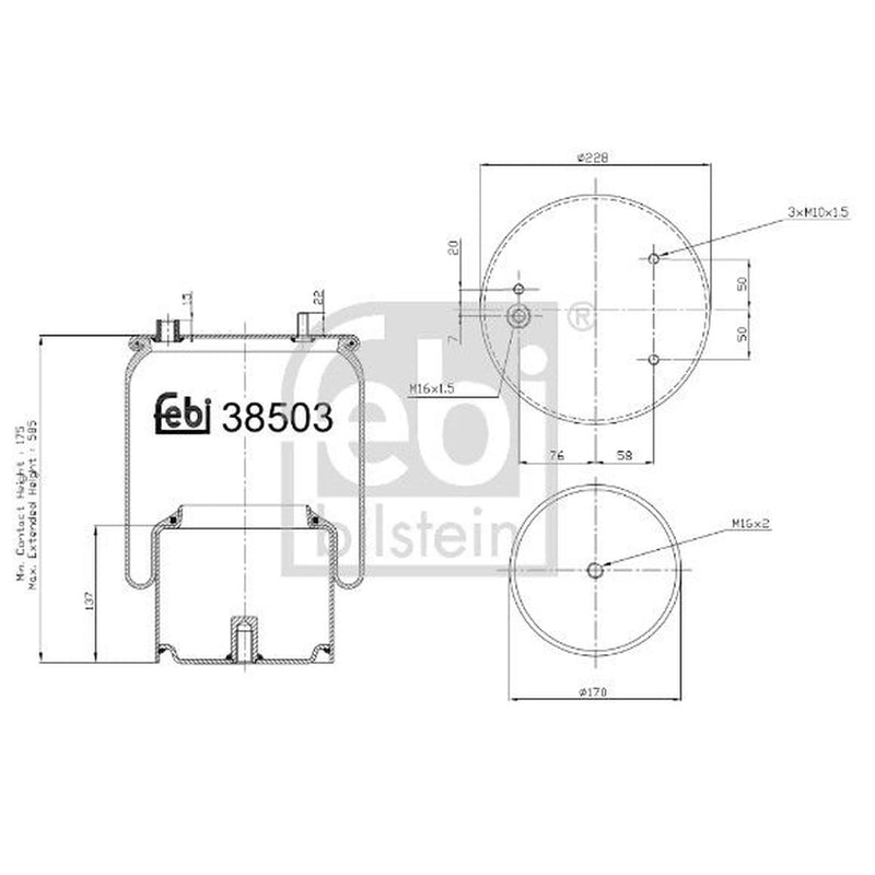 Febi Air Suspension Bellow Rear Right 38503