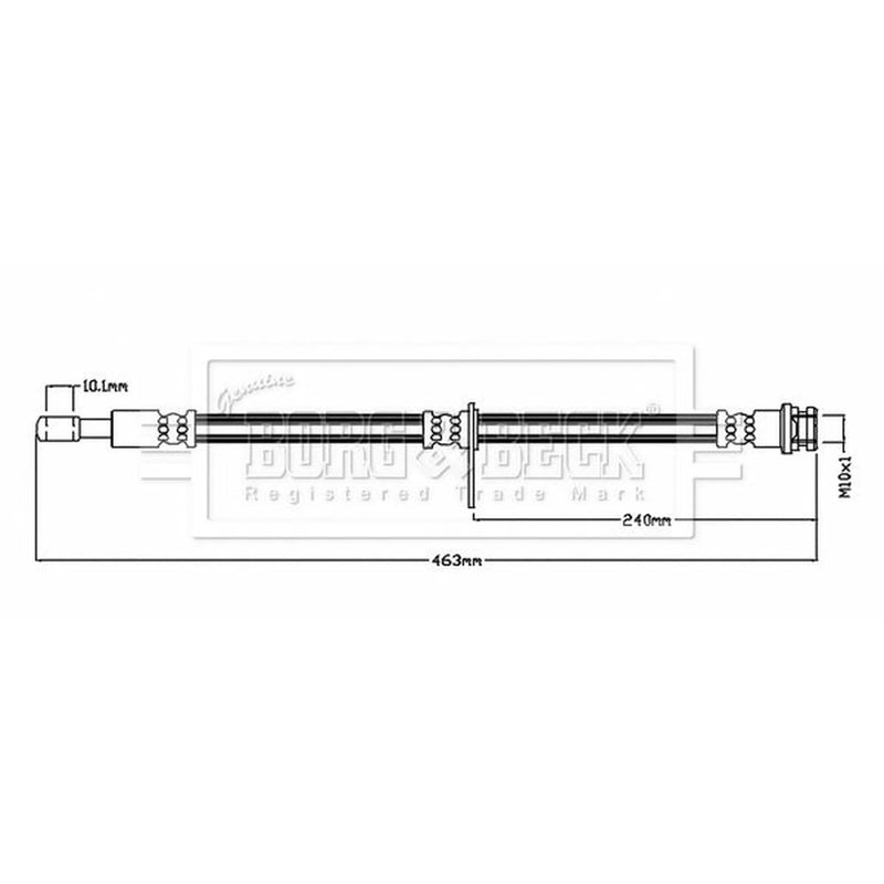 Borg & Beck Brake Hydraulic Hose Line Front Left BBH8847