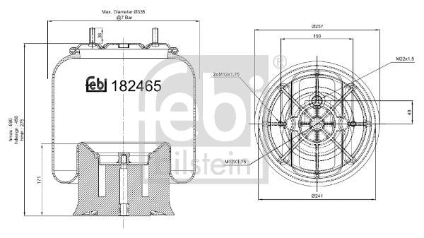 Febi Air Suspension Bellow 257mm