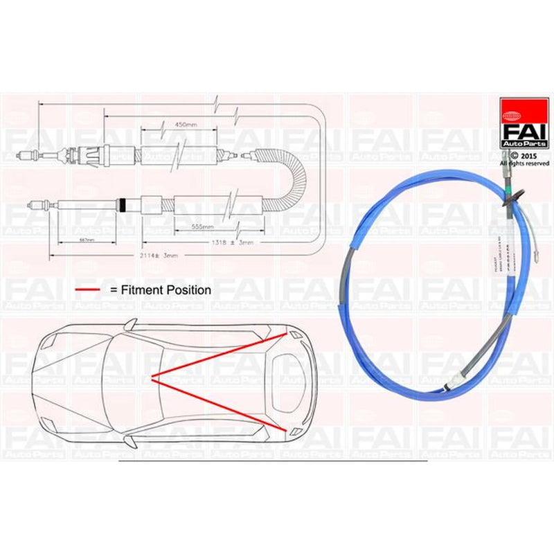 FAI Handbrake Cable Left Rear FBC0120