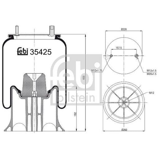 Febi Air Suspension Bellow 228mm 39425