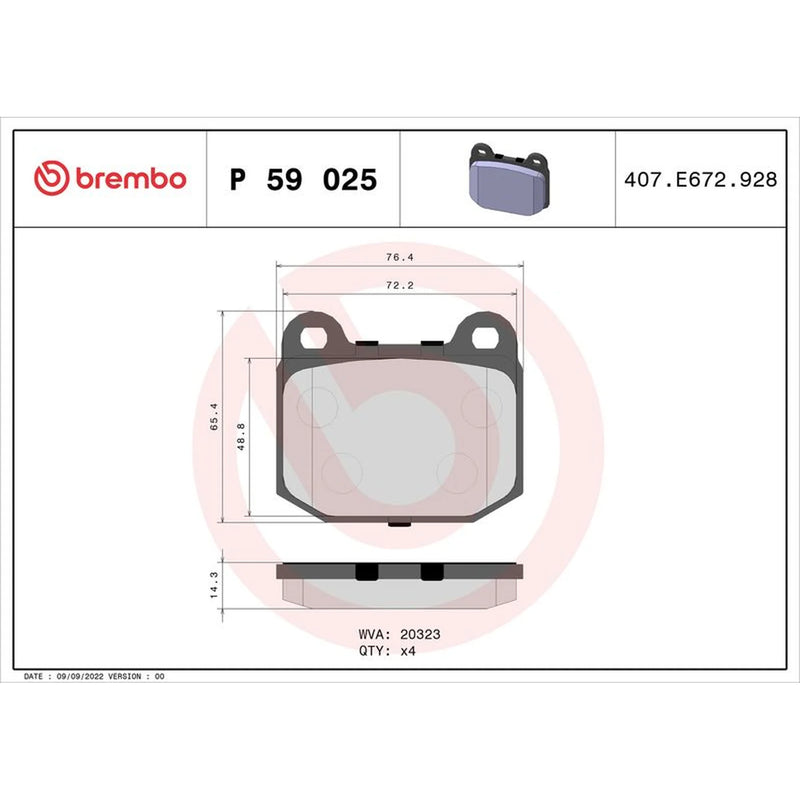 Brembo 4 x Front Brake Pad Set P59025