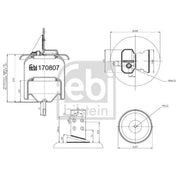 Febi Air Suspension Bellow 190mm Rear Right 170807