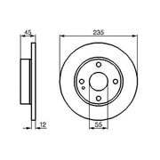 Bosch 2 x Solid Front Brake Discs 0 986 478 252
