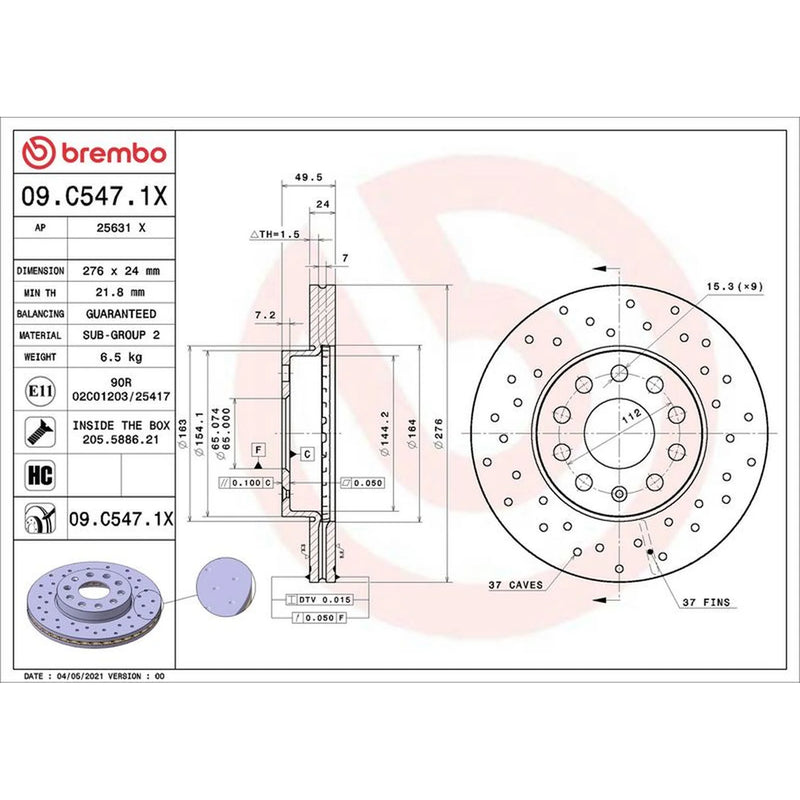 Brembo Xtra 2 x / Front Brake Discs 09.C547.1X