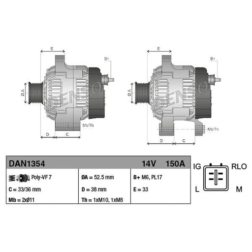 Denso Car Alternator 12V DAN1354