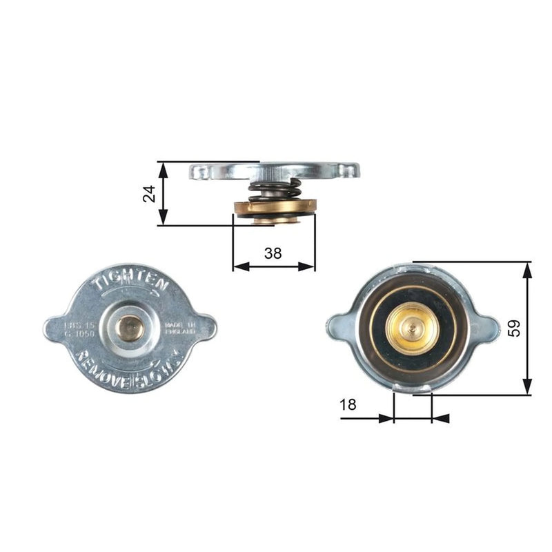 Gates Radiator Expansion Tank Cap bar RC113