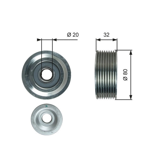 Gates V-Ribbed Belt Deflection/Guide Pulley T36631