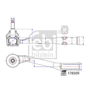 Febi Steering Tie Rod End Ball Joint Front Left 178509