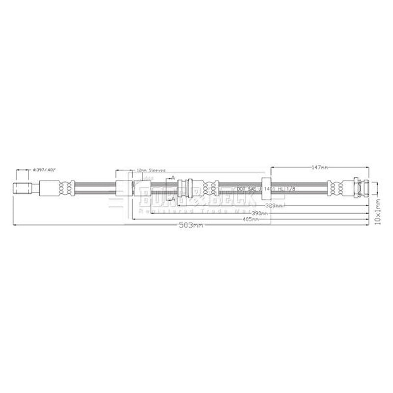 Borg & Beck Brake Hydraulic Hose Line Rear Right BBH8919