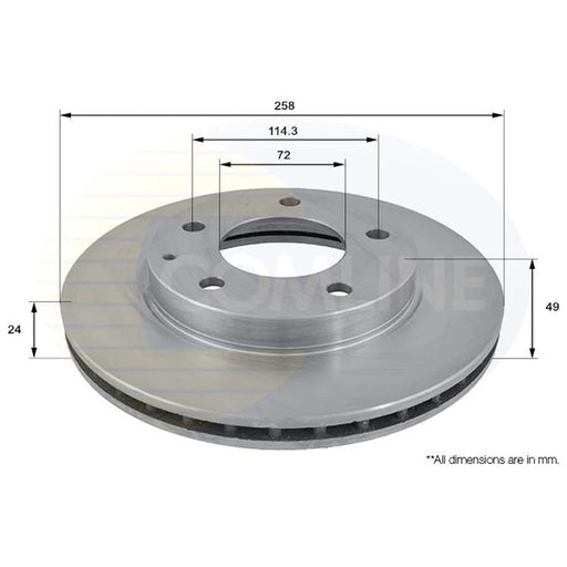 Comline 2 x Internally Vented Front Brake Discs ADC0416V