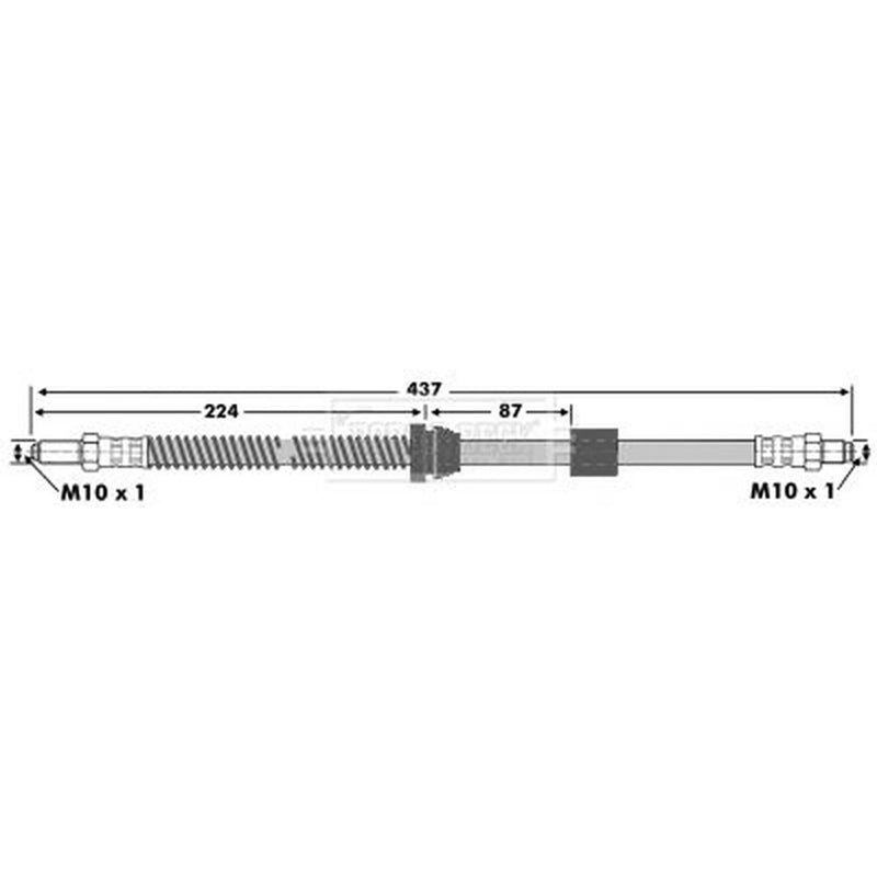 Borg & Beck Brake Hydraulic Hose Line Front Left BBH6963