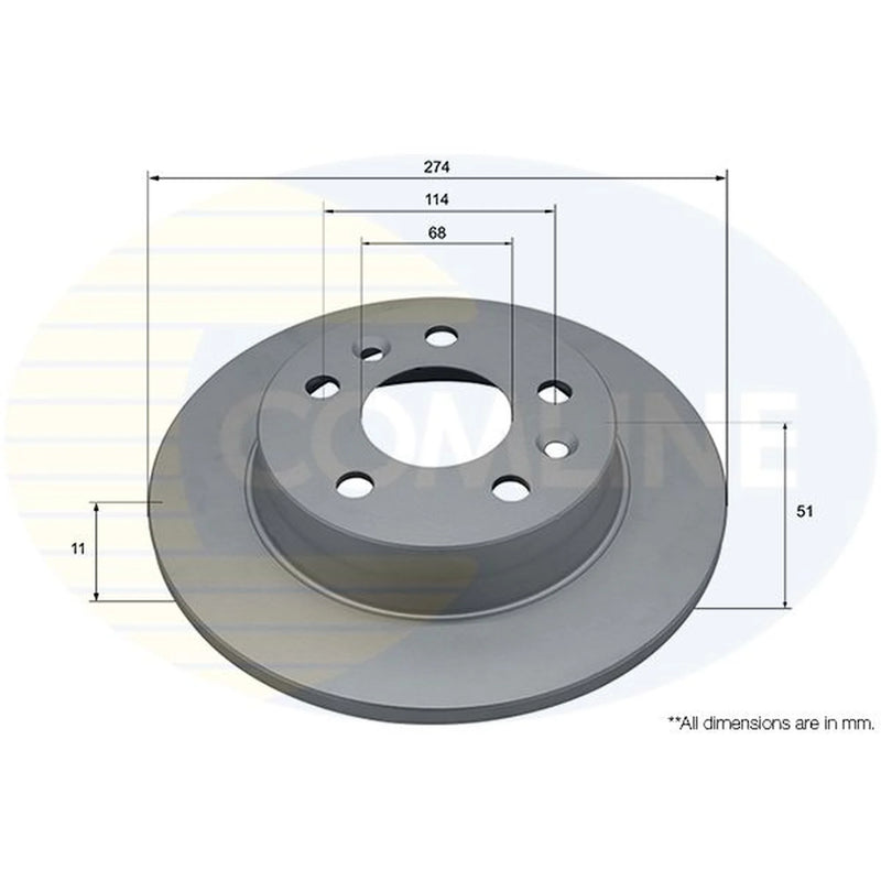 Comline 2 x Solid Rear Brake Discs ADC5349