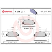 Brembo 4 x Front Brake Pad Set P28077