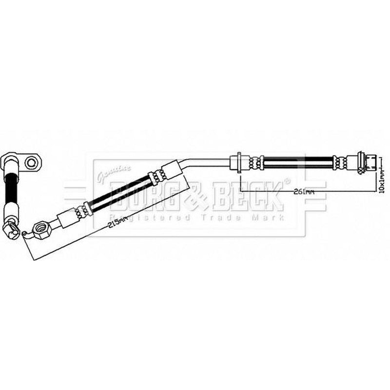 Borg & Beck Brake Hydraulic Hose Line Front Left BBH8341