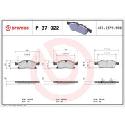 Brembo 4 x Front Brake Pad Set P37022