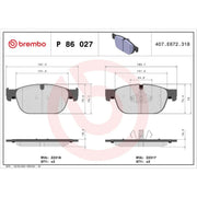 Brembo 4 x Front Brake Pad Set P86027