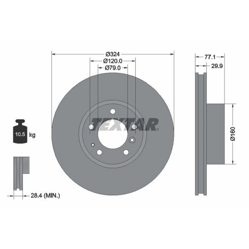 Textar 2 x Vented Front Brake Discs 92058300