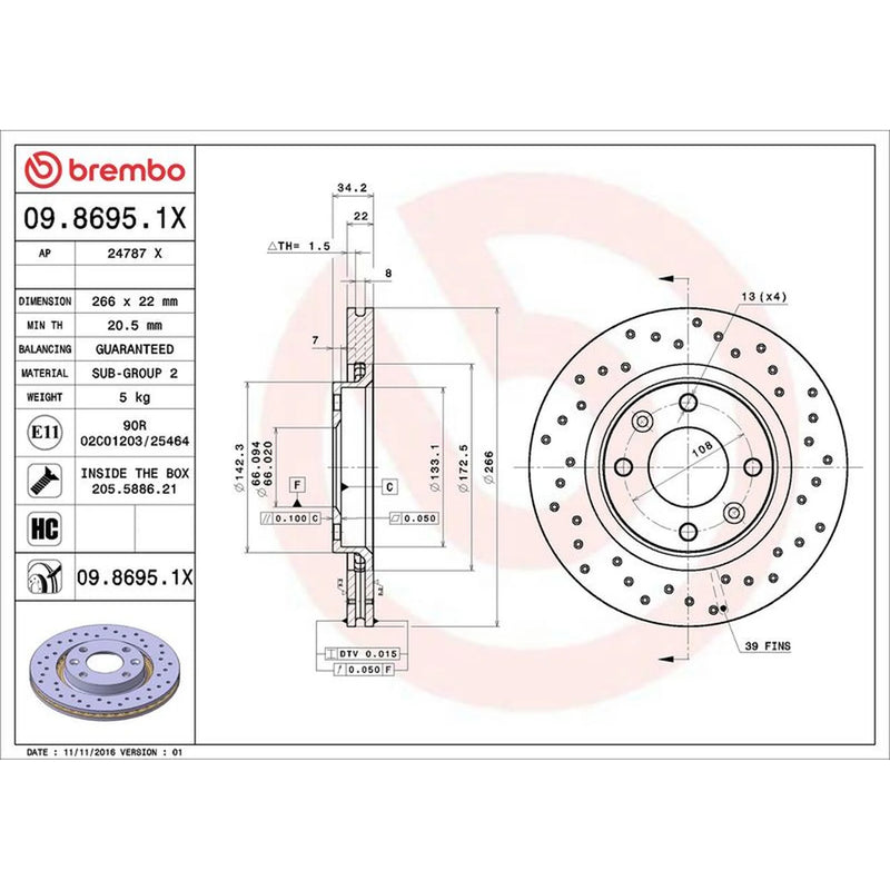 Brembo Xtra 2 x / Front Brake Discs 09.8695.1X