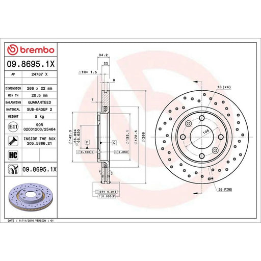 Brembo Xtra 2 x / Front Brake Discs 09.8695.1X