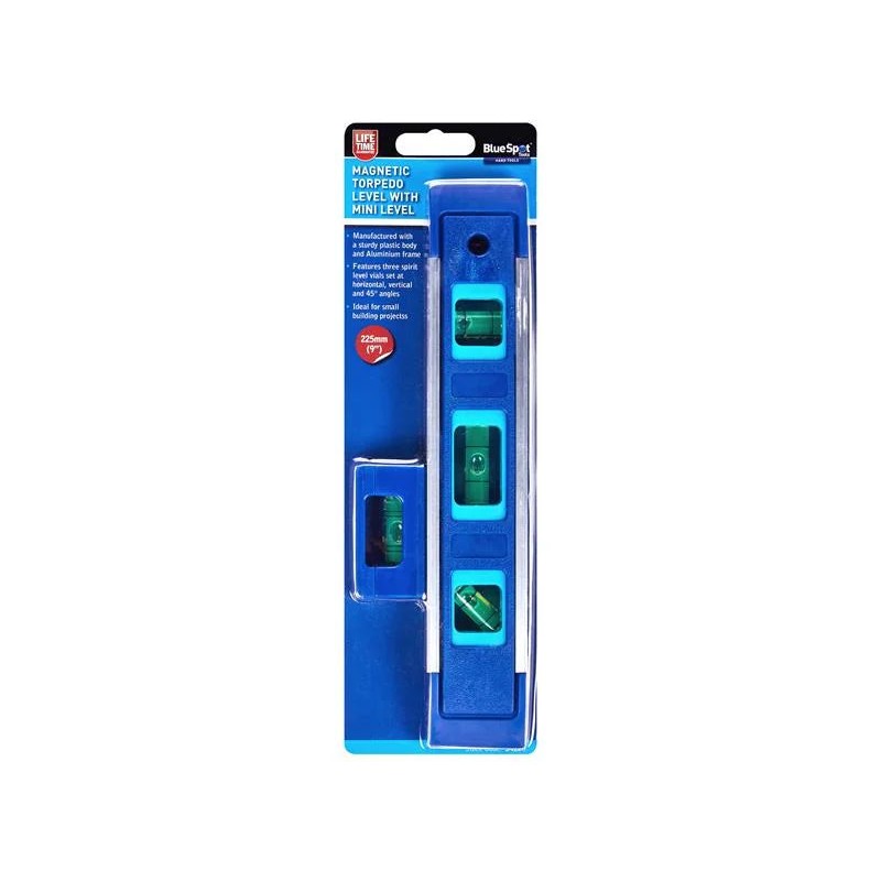 BlueSpot Tools Magnetic Torpedo Level 22.5cm with Magnetic Mini Level - 34226
