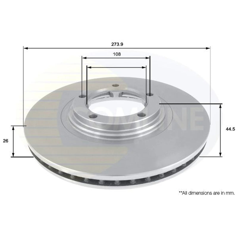 Comline 2 x Internally Vented Front Brake Discs ADC1062V