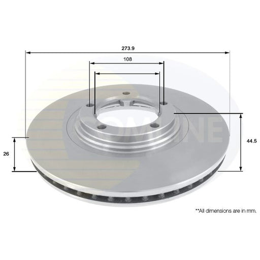 Comline 2 x Internally Vented Front Brake Discs ADC1062V
