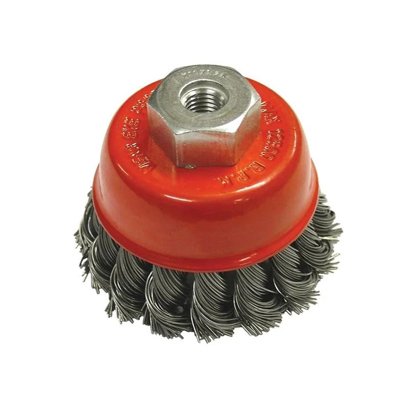 Faithfull Wire Cup Brush Twist Knot 65mm M10x1.5, 0.50mm Steel Wire - FAIWBT65MC