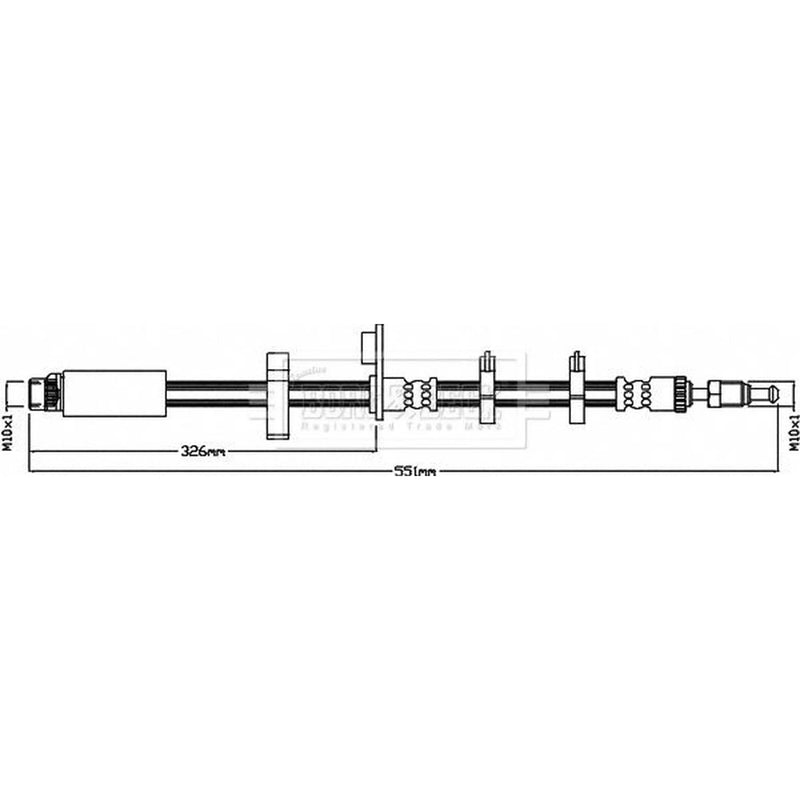 Borg & Beck Brake Hydraulic Hose Line Front Left BBH8536