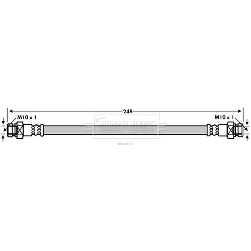 Borg & Beck Brake Hydraulic Hose Line Rear Left BBH7107