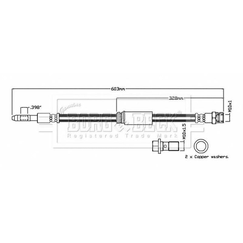 Borg & Beck Brake Hydraulic Hose Line Front Left BBH8857