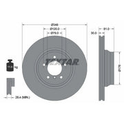 Textar 2 x Internally Vented Front Brake Discs 92122905