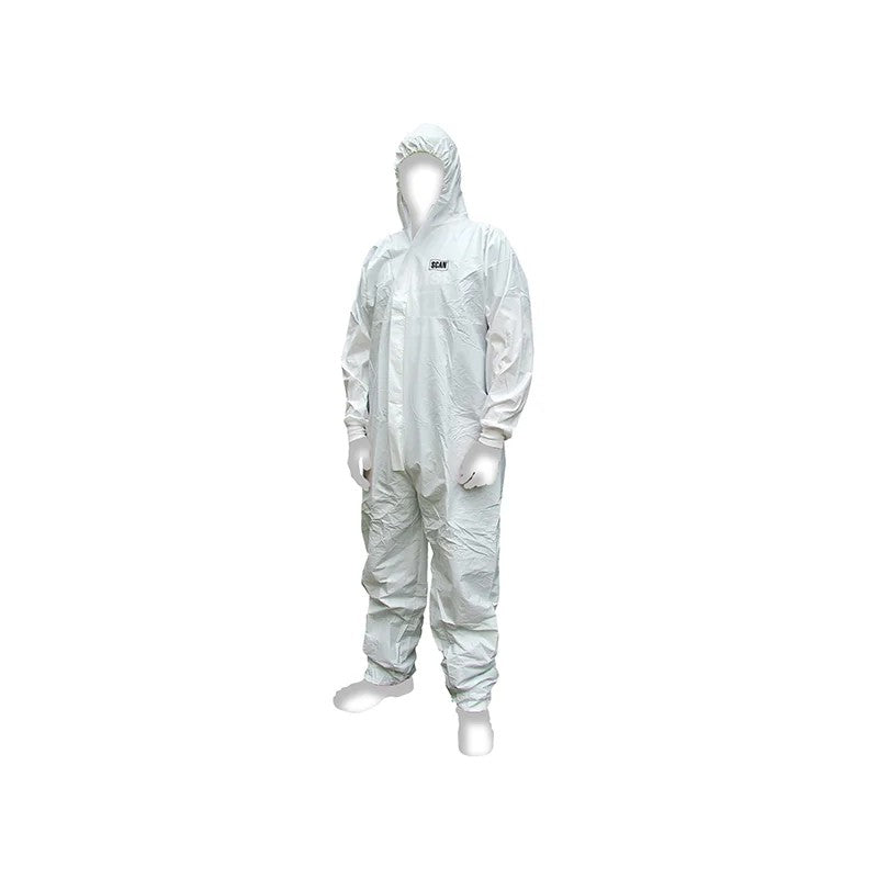Scan Chemical Splash Resistant Disposable Coverall White Type 5/6 L (39-42in)