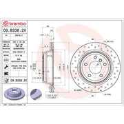 Brembo Xtra 2 x Perforated/Vented Rear Brake Discs 09.B338.2X