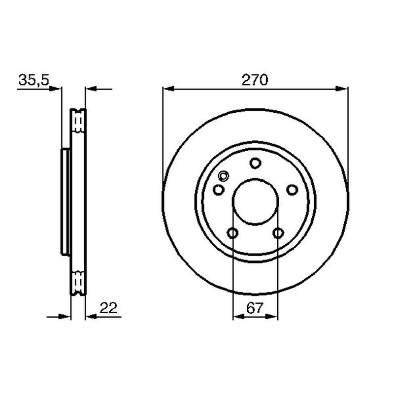 Bosch 2 x Front Brake Discs 0 986 479 071