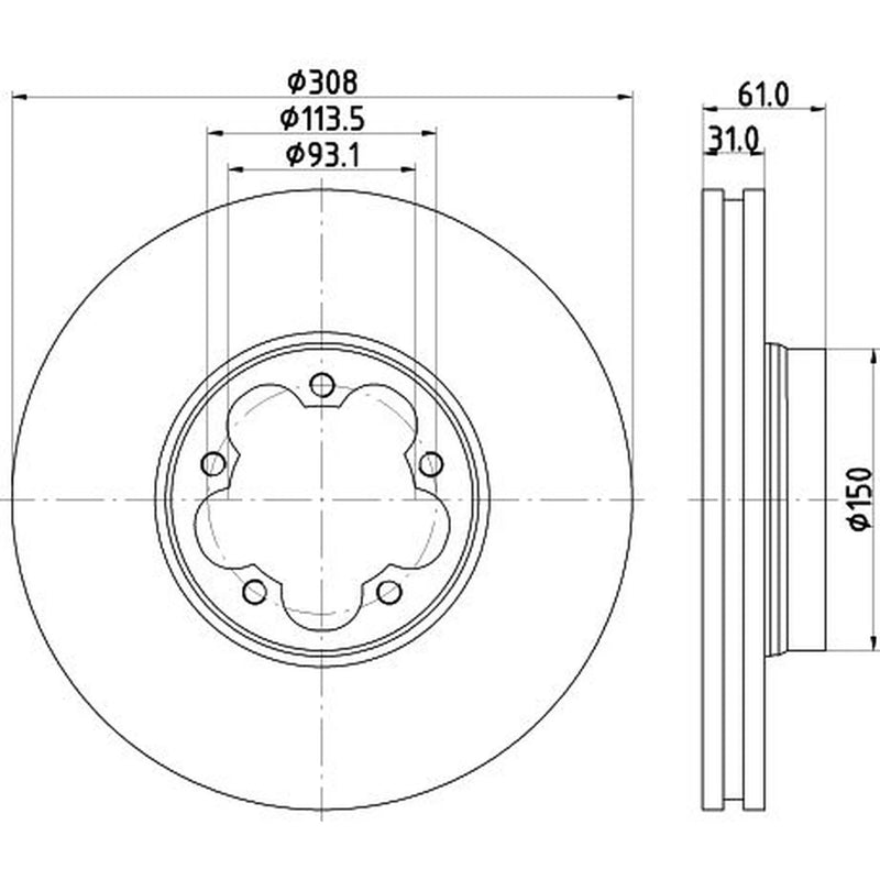 DON 2 x Internally Vented Front Brake Discs PCD19611