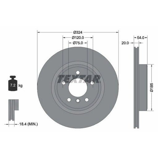 Textar 2 x Internally Vented Rear Brake Discs 92231103
