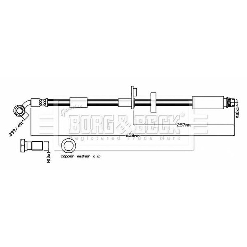 Borg & Beck Brake Hydraulic Hose Line Front Right BBH8794