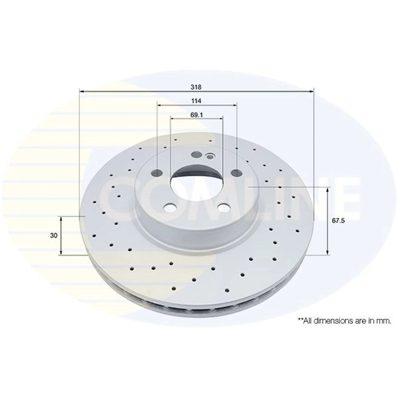 Comline 2 x Perforated/Vented Front Brake Discs ADC5096V
