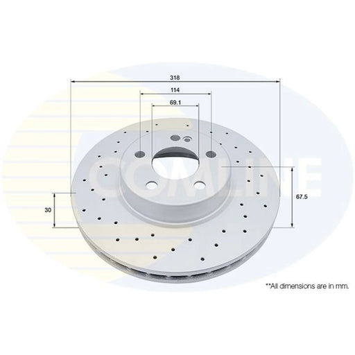 Comline 2 x Perforated/Vented Front Brake Discs ADC5096V