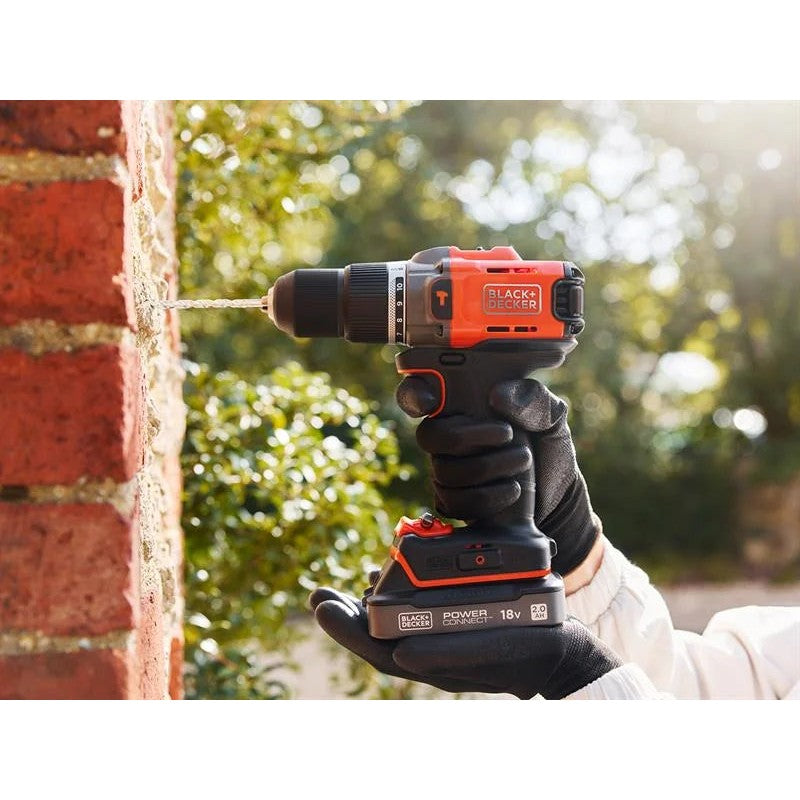 Black + Decker BCD383D1XK POWERCONNECT™ Hammer Drill 18V 1 x 2.0Ah Li-ion