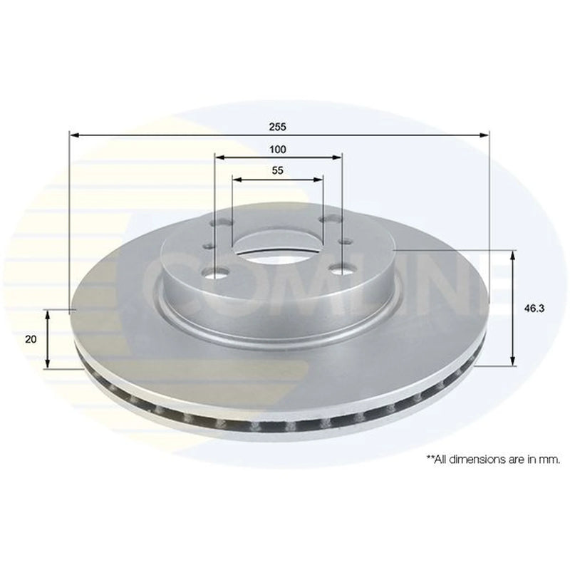 Comline 2 x Internally Vented Front Brake Discs ADC01164V
