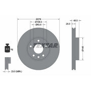 Textar 2 x Vented Front Brake Discs 92292303